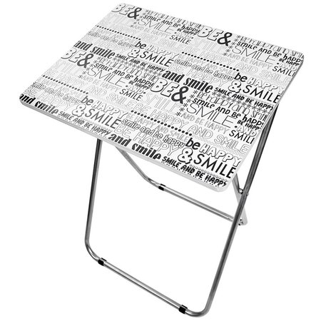 HOME BASICS Home Basics Happy Multi-Purpose Foldable Table, Black/White ZOR96327